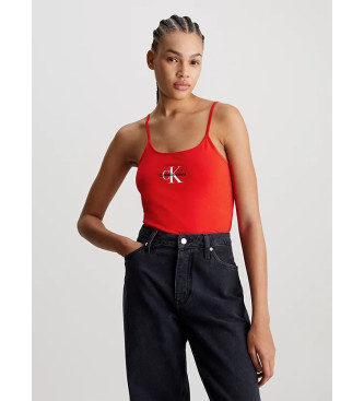 Calvin Klein Jeans Slanke top met rood monogram