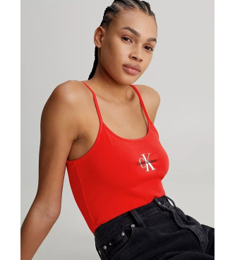 Calvin Klein Jeans Slanke top met rood monogram