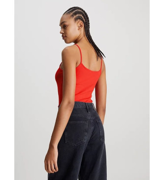 Calvin Klein Jeans Top slim con monograma rojo