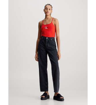 Calvin Klein Jeans Top slim con monograma rojo