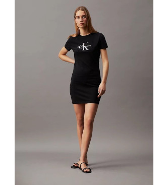 Calvin Klein Jeans Schwarzes Hemdkleid mit Monogramm