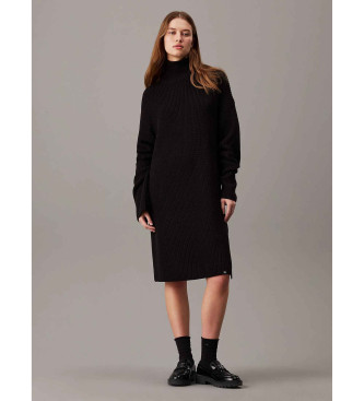 Calvin Klein Jeans Black loose-fitting cotton knit dress