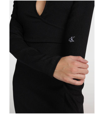 Calvin Klein Jeans Wrap-kjole med frontsplit sort