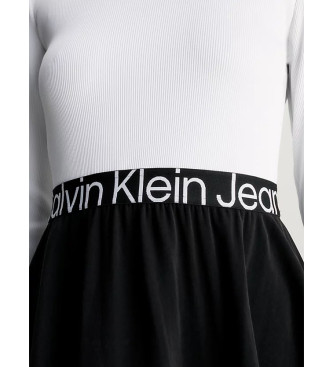 Calvin Klein Jeans Elastyczna sukienka z logo czarna, biała