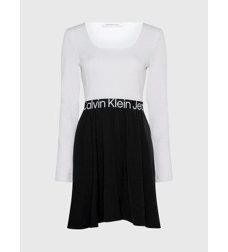 Calvin Klein Jeans Elastyczna sukienka z logo czarna, biała