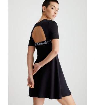 Calvin Klein Jeans Sukienka z krótkim rękawem Logo czarna