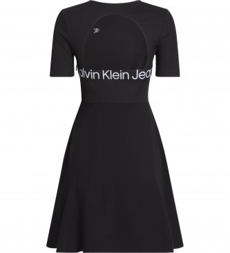 Calvin Klein Jeans Jurk Korte Mouw Logo zwart