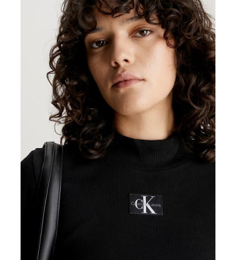 Calvin Klein Jeans Robe à manches longues et à manches étroites en tissu côtelé noir
