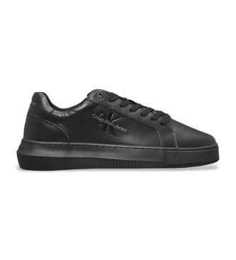 Calvin Klein Jeans Sneakers in pelle nera con suola robusta e monocromatica