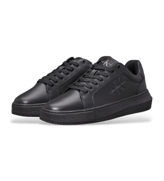 Calvin Klein Jeans Sneakers in pelle nera con suola robusta e monocromatica