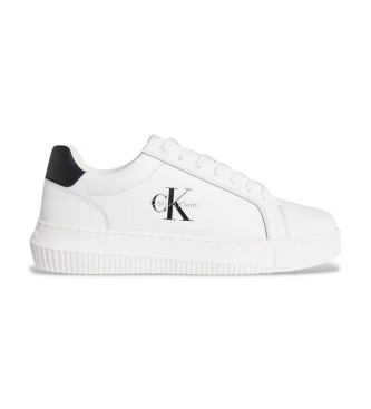 Calvin Klein Jeans Čvrste usnjene superge Mono bele barve