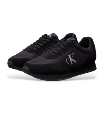 Calvin Klein Jeans Black leather trainers with side logo