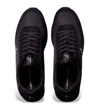 Calvin Klein Jeans Black leather trainers with side logo