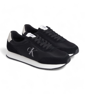 Calvin Klein Jeans Black leather trainers with side logo