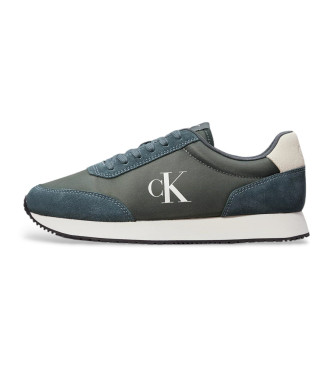 Calvin Klein Jeans Skórzane buty sportowe z zielonym logo z boku