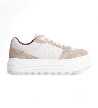 Calvin Klein Jeans Low Top leather trainers beige, white