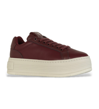 Calvin Klein Jeans Maroon Low Top Leather Sneakers