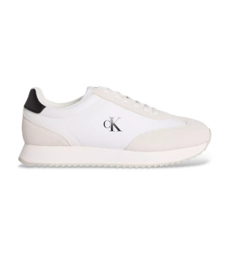 Calvin Klein Jeans Retro Runner usnjene športne copate bele barve