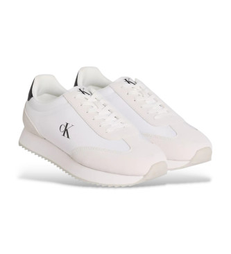 Calvin Klein Jeans Retro Runner usnjene športne copate bele barve