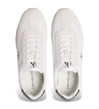 Calvin Klein Jeans Retro Runner usnjene športne copate bele barve