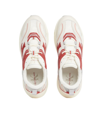 Calvin Klein Jeans Sneaker Retro Tennis in pelle beige e rossa