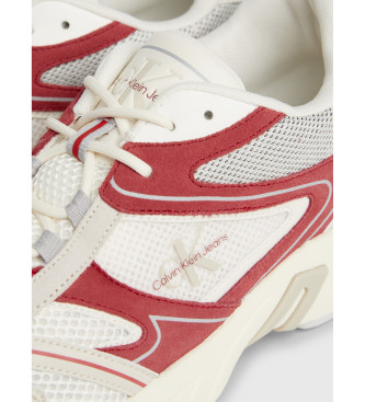 Calvin Klein Jeans Retro Tenis usnjene športne copate bež, rdeča
