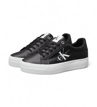 Calvin Klein Jeans Vulc Flatform Lederschuhe schwarz