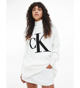 Calvin Klein Jeans Oversized sweater med monogram hvid