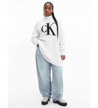 Calvin Klein Jeans Pull oversize monogramm blanc