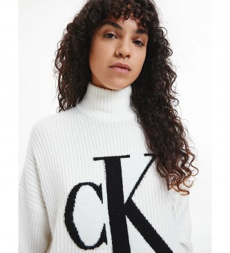 Calvin Klein Jeans Maglione monogramma oversize bianco