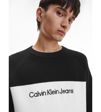Calvin Klein Texturizado Blocking jumper preto 
