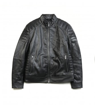 Calvin Klein Nappa Biker Leather Jacket Black