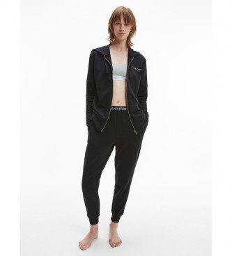 Calvin Klein Sweat-shirt zippé Lounge - Structure moderne 000QS6759E noir
