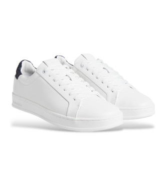 Calvin Klein Tnis Low Top Lace Up em pele branco