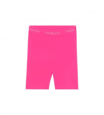 Calvin Klein Meias-calças de ciclismo com cintura com logotipo rosa
