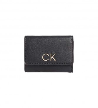 Calvin Klein Mini Portafoglio Nero Tripla Piega - 9.5x7x3.5cm -