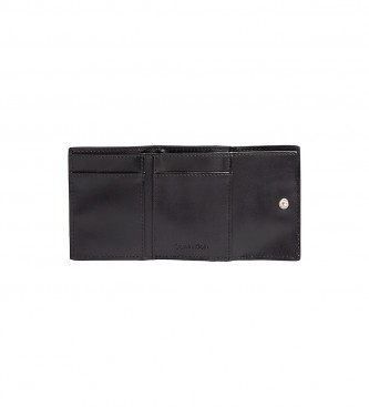 Calvin Klein Mini carteira tripla negra - 9,5x7x3,5cm 