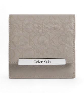 Calvin Klein Portefeuille triple avec petit logo beige