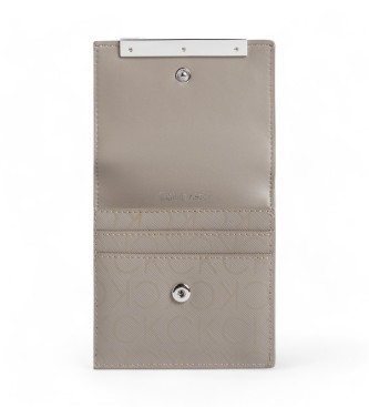 Calvin Klein Portefeuille triple avec petit logo beige