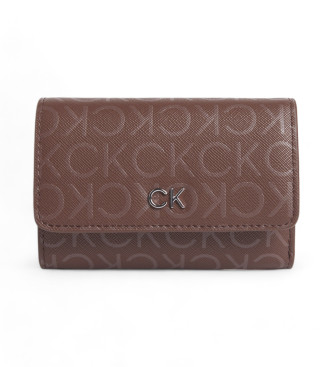 Calvin Klein Tri-fold portemonnee met bruin logo