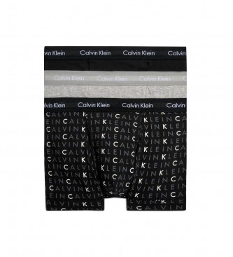Calvin Klein Pack 3 Cales boxer elsticos de algodo preto, cinzento