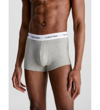 Calvin Klein Paket 3 bombažnih raztegljivih nogavic z nizkim porastom sive barve