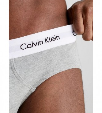 Calvin Klein Lot de 3 slips en coton extensible gris, blanc, noir