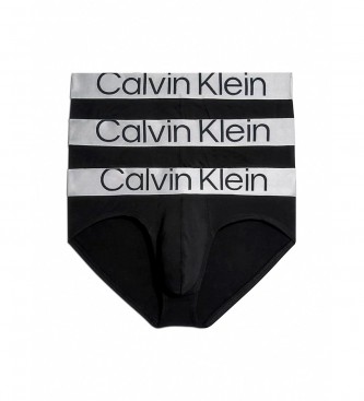 Calvin Klein Pak 3 Staal Katoenen Slip Zwart