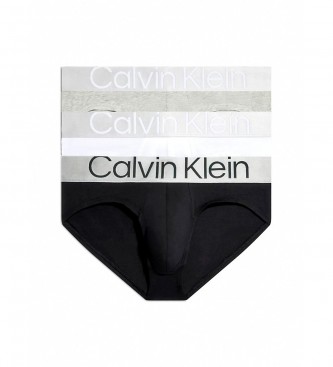 Calvin Klein Pack 3 Slips Steel Cotton negro, blanco, gris