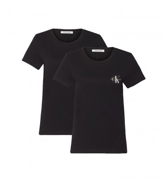 Calvin Klein Pacote de T-shirt R 2 Monograma Slim Slim Slim Preto