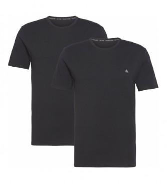 Calvin Klein Lot de 2 t-shirts à manches courtes, col ras du cou, noir 