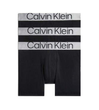 Calvin Klein Pack Of 3 Boxer Shorts - Steel Cotton black