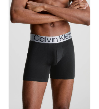 Calvin Klein Pack Of 3 Boxer Shorts - Steel Cotton black