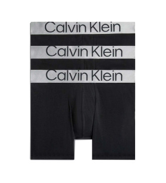 Calvin Klein 3-pack lange panty - staalkatoen zwart